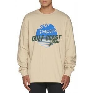 Pepsi Gulf Coast Jam Men XL Beige Tan Long Sleeve Graphic Tee Ribbed Beach